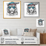 Blue Grey Tiger With Sunglasses - Tiger Fashion Canvas Wall Art