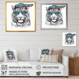 Blue Grey Tiger With Sunglasses - Tiger Fashion Canvas Wall Art