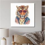 Orange Blue Tiger With Sunglasses - Tiger Fashion Wall Decor