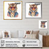 Orange Blue Tiger With Sunglasses - Tiger Fashion Wall Decor