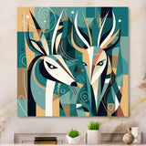 Green Beige Abstract Deer Portrait - Deer Wall Art Prints
