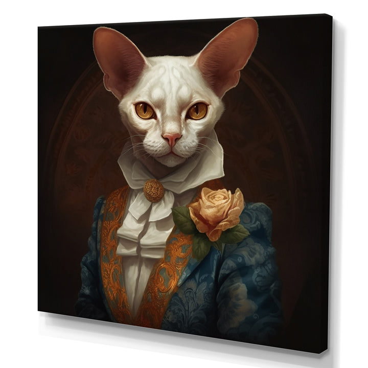 White Fancy Cat - Cat Large Canvas Wall Art