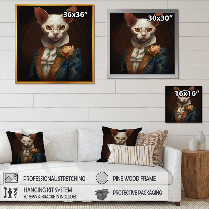 White Fancy Cat - Cat Large Canvas Wall Art