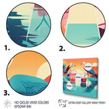 Blue Pink Flamingos In The Sea At Sunset - Flamingo Living Room Wall Art