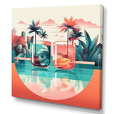 Orange Green Tropical Drinks In Paradise - Flamingo Bedroom Wall Art