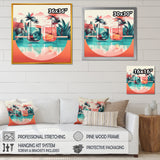 Orange Green Tropical Drinks In Paradise - Flamingo Bedroom Wall Art