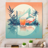 Orange Green Flamingo With A Drink - Flamingo Canvas Wall Art