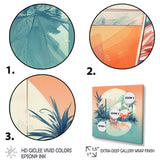 Orange Green Flamingo With A Drink - Flamingo Canvas Wall Art