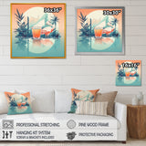 Orange Green Flamingo With A Drink - Flamingo Canvas Wall Art