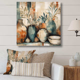 Orange And Green Channeling Bohemian Vibes - Geometric Canvas Wall Art