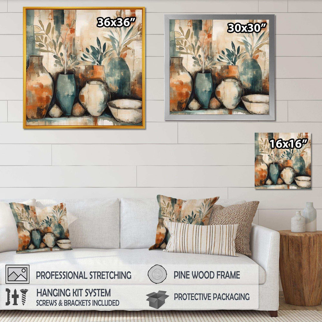 Orange And Green Channeling Bohemian Vibes - Geometric Canvas Wall Art