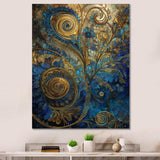 Blue And Gold Melodies Of Boho II - Geometric Canvas Wall Art