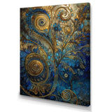 Blue And Gold Melodies Of Boho II - Geometric Canvas Wall Art