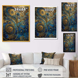 Blue And Gold Melodies Of Boho II - Geometric Canvas Wall Art