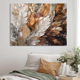 Gold Feather Extravaganza IV - Floral Canvas Wall Art