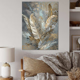 Gold Feather Extravaganza V - Floral Canvas Wall Art