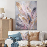 Pink Feather Wanderlust - Floral Canvas Wall Art