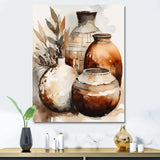 Brown And Cream Earthen Elegant Vase I - Geometric Canvas Wall Art