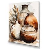 Brown And Cream Earthen Elegant Vase I - Geometric Canvas Wall Art