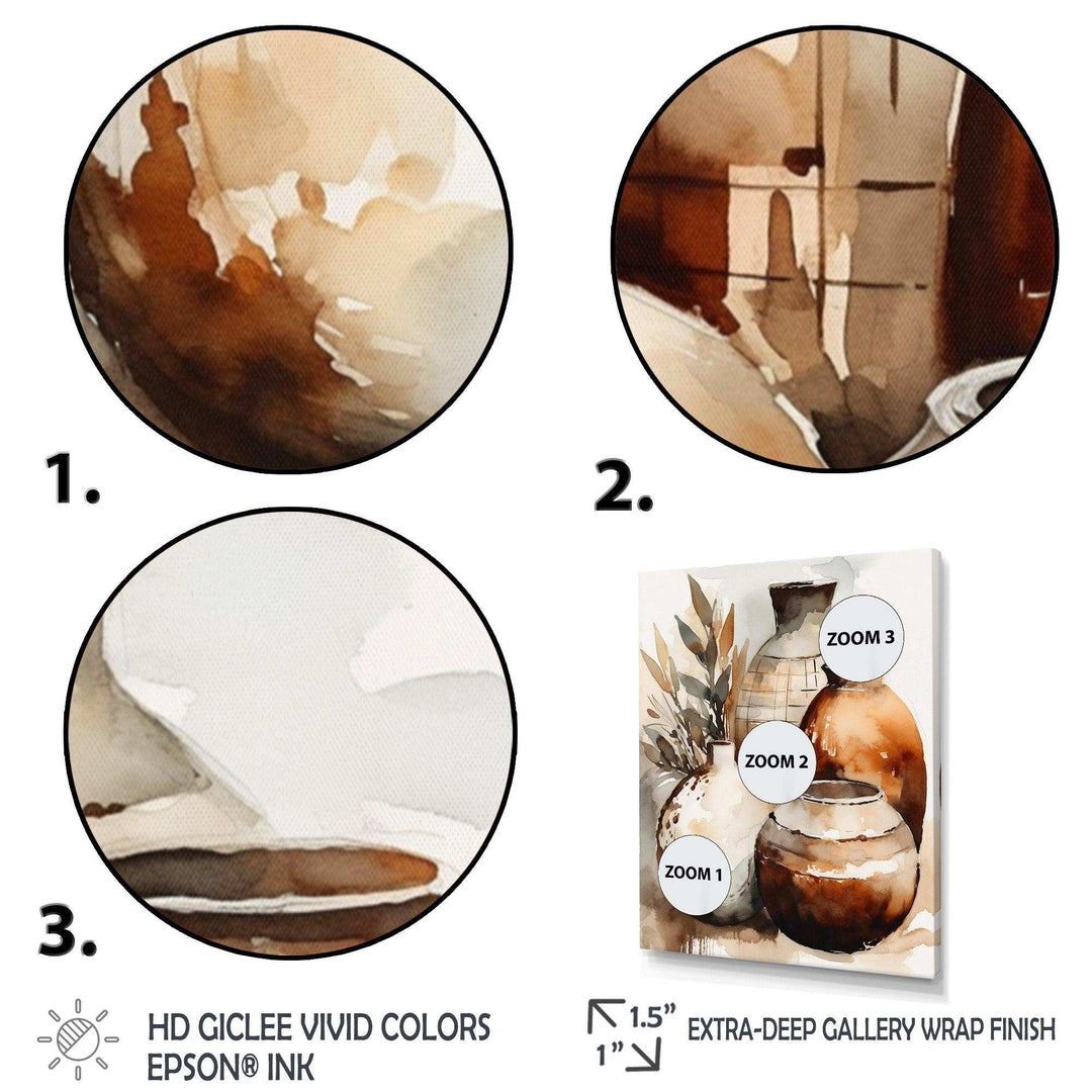 Brown And Cream Earthen Elegant Vase I - Geometric Canvas Wall Art