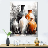 Brown And Grey Earthen Elegant Vase - Geometric Canvas Wall Art