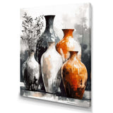 Brown And Grey Earthen Elegant Vase - Geometric Canvas Wall Art