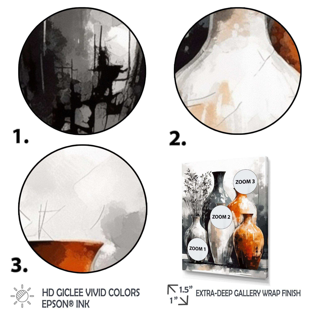 Brown And Grey Earthen Elegant Vase - Geometric Canvas Wall Art