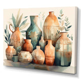 Orange And Green Soulful Ceramic Vase I - Geometric Canvas Wall Art