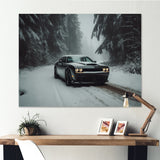 Black And White Dynamic Muscle Car - Cars American Muscle Canvas Wall Art