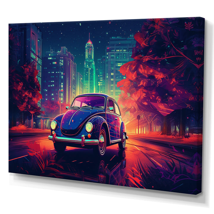 Purple And Red Muscle Car Melodies - Cars American Muscle Canvas Wall Art