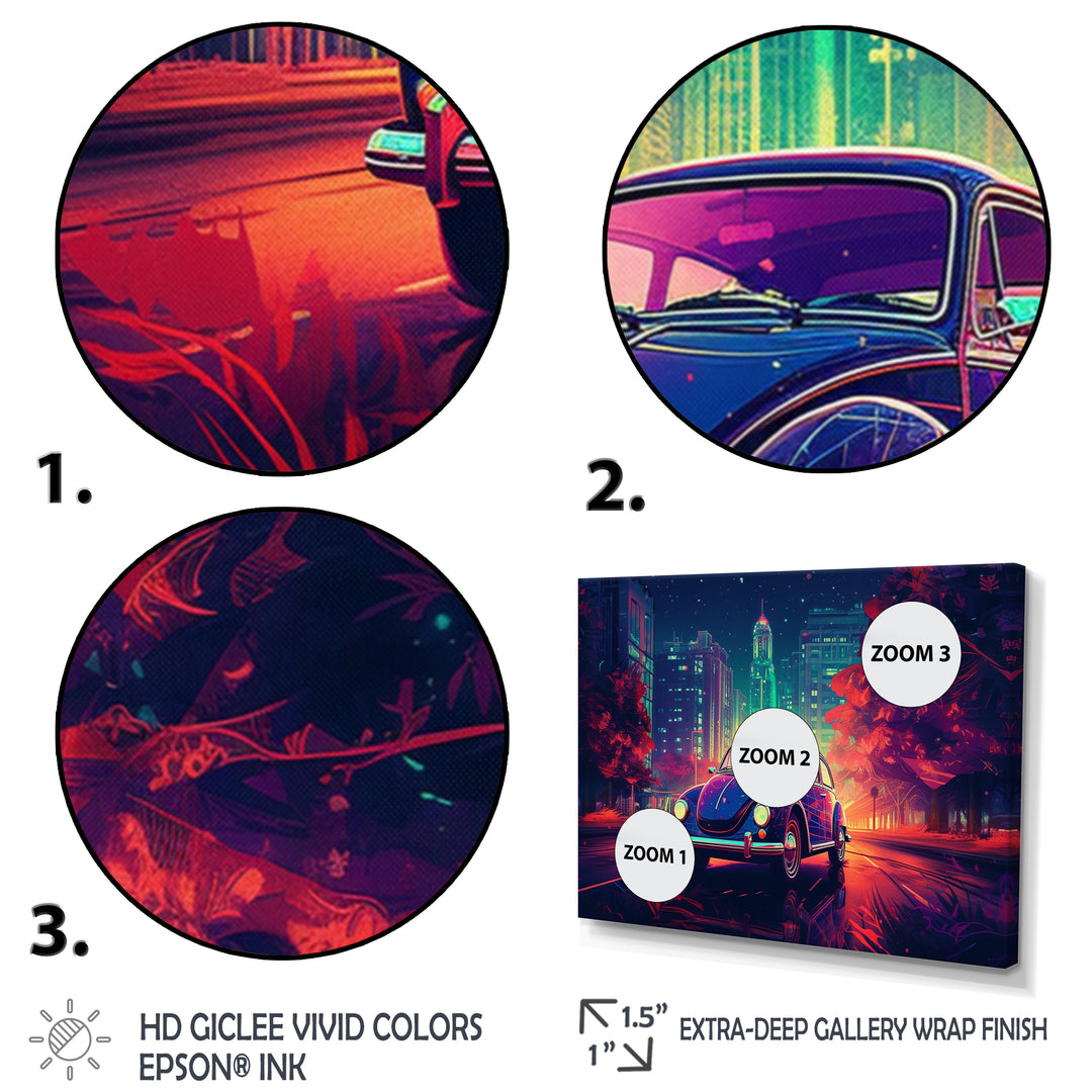 Purple And Red Muscle Car Melodies - Cars American Muscle Canvas Wall Art