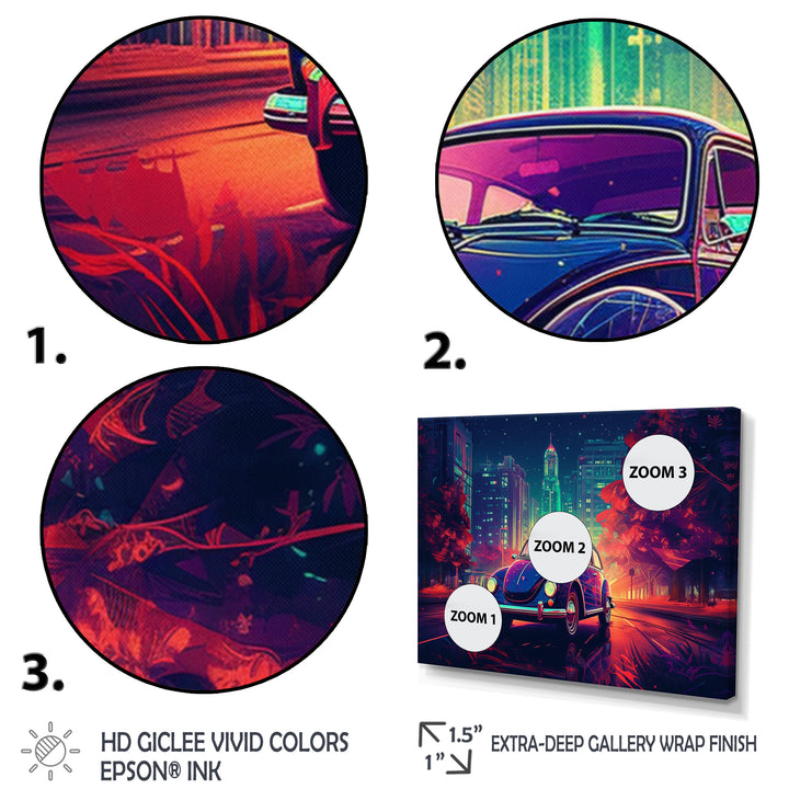 Purple And Red Muscle Car Melodies - Cars American Muscle Canvas Wall Art