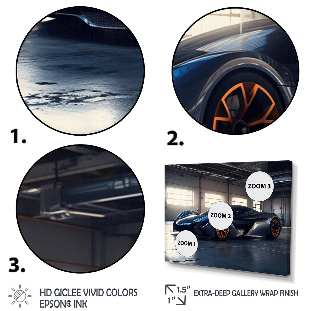 Grey And Orange Rhythms Of Horsepower - Cars American Muscle Canvas Wall Art