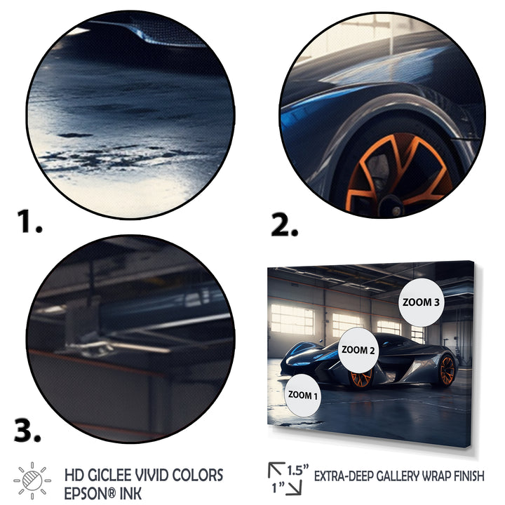 Grey And Orange Rhythms Of Horsepower - Cars American Muscle Canvas Wall Art