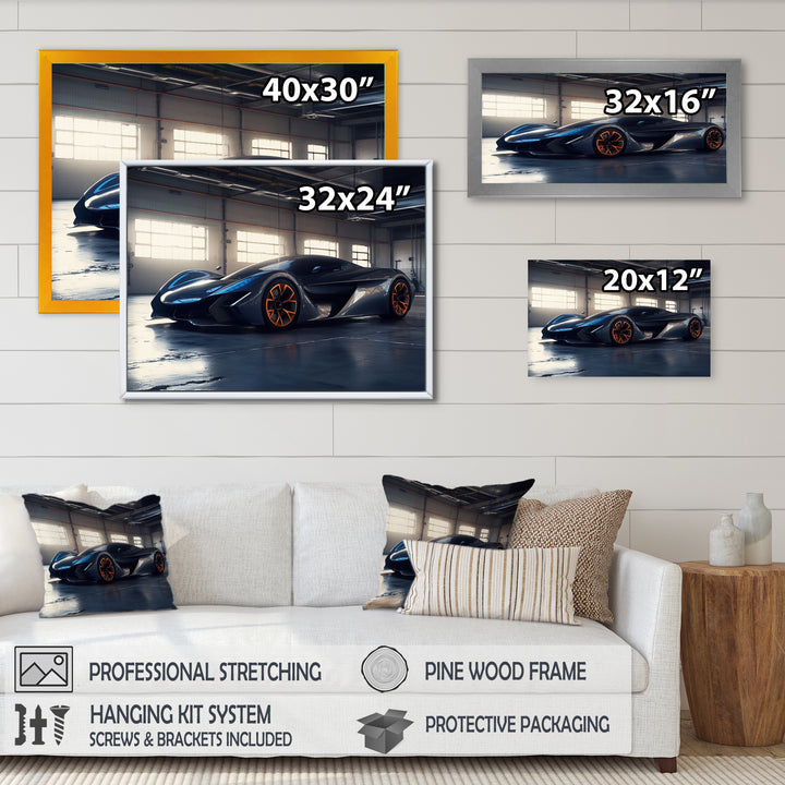 Grey And Orange Rhythms Of Horsepower - Cars American Muscle Canvas Wall Art