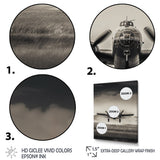 Grey And Airplane Landing - Plane Canvas Wall Art