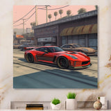 Red And Black Muscle Car Elegance - Cars American Muscle Canvas Wall Art