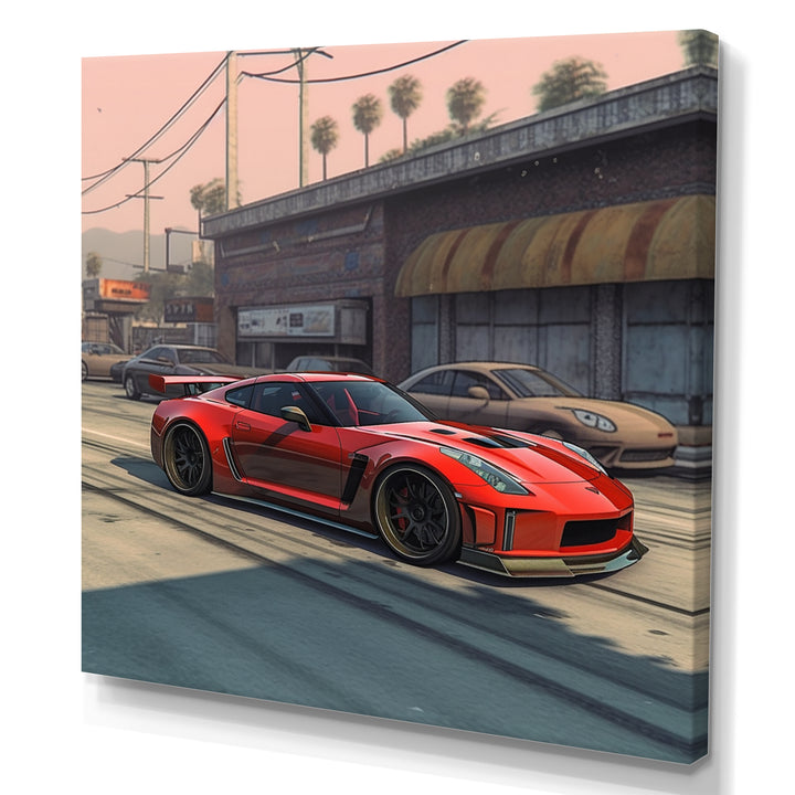 Red And Black Muscle Car Elegance - Cars American Muscle Canvas Wall Art