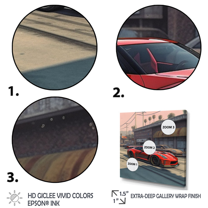 Red And Black Muscle Car Elegance - Cars American Muscle Canvas Wall Art