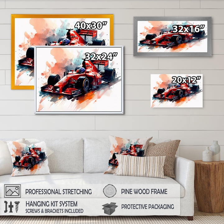 Red And Cream Formula Fury - Cars Race Car Formula 1 Canvas Wall Art