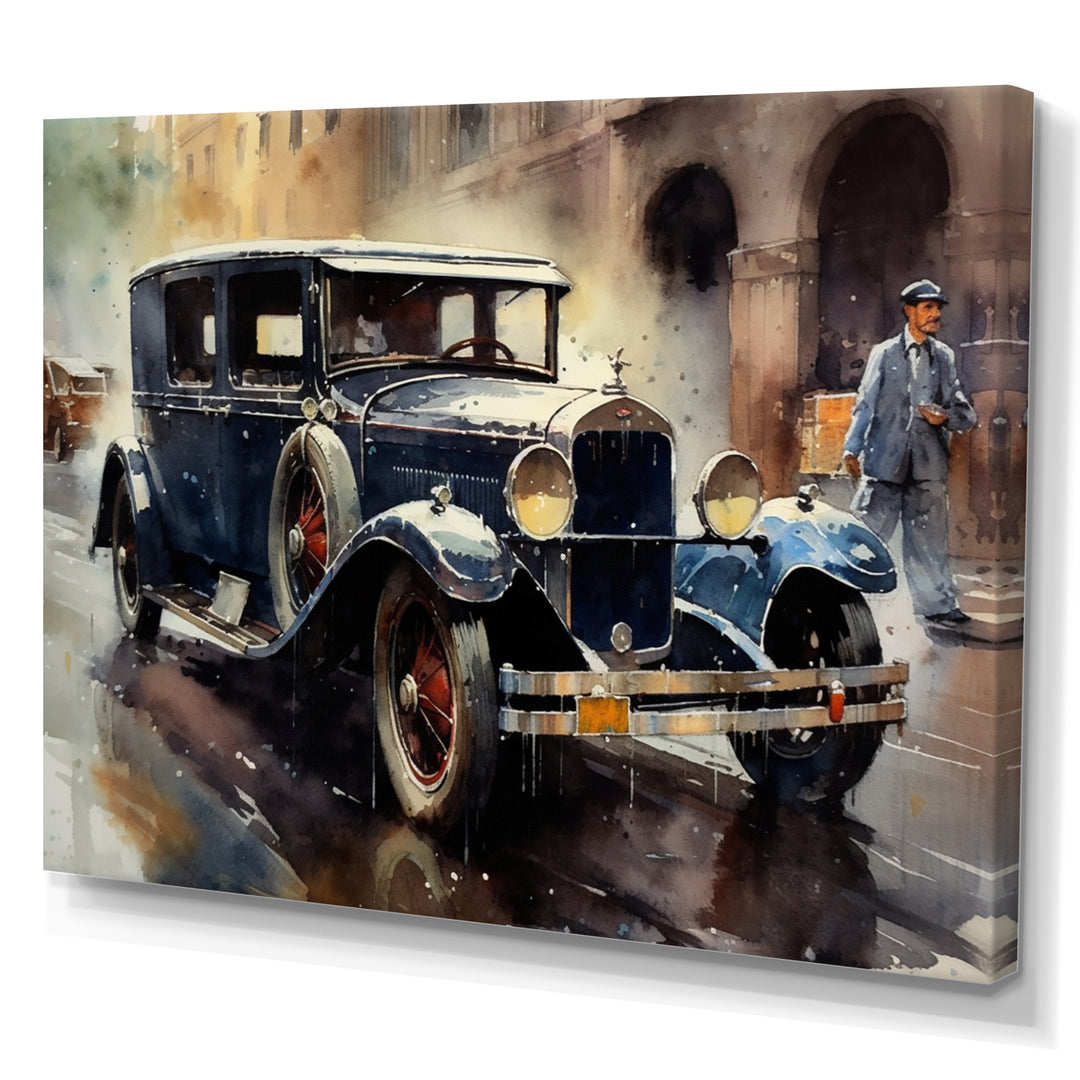 Blue And Brown Iconic Cars - Cars Retro Canvas Wall Art