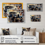 Blue And Brown Iconic Cars - Cars Retro Canvas Wall Art