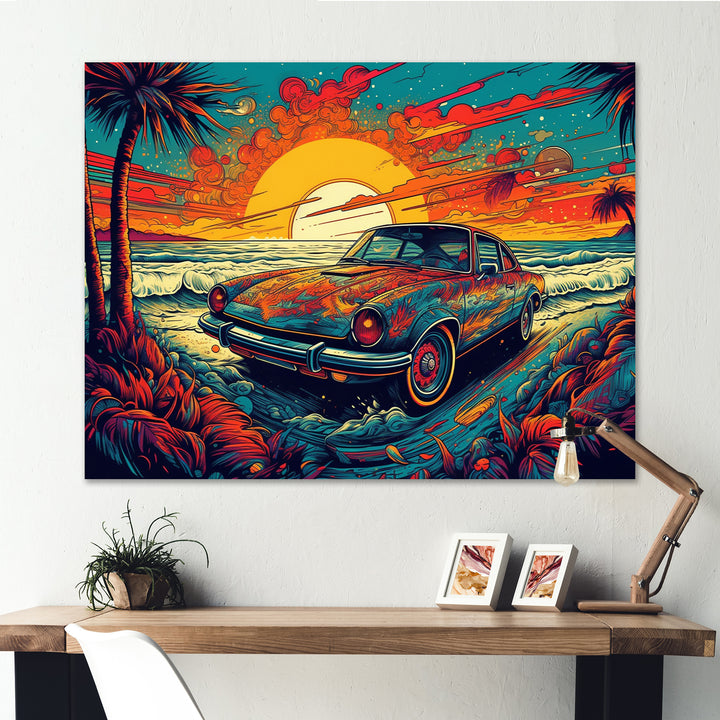 Orange And Blue The Art Of Muscle - Cars American Muscle Canvas Wall Art