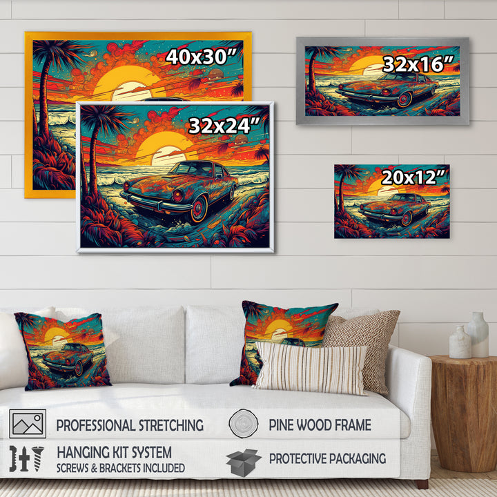Orange And Blue The Art Of Muscle - Cars American Muscle Canvas Wall Art