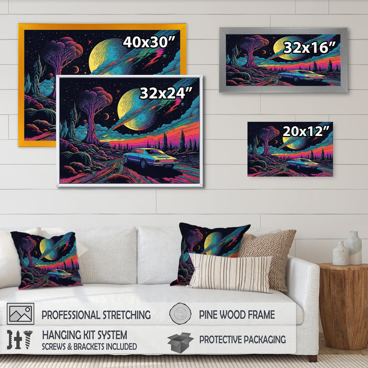 Blue And Purple The Art Of Muscle - Cars American Muscle Canvas Wall Art