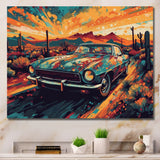 Green And Yellow Muscle Car Melodies - Cars Off-Road Canvas Wall Art