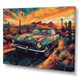 Green And Yellow Muscle Car Melodies - Cars Off-Road Canvas Wall Art