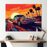 Black And Purple Muscle Car Melodies - Cars Off-Road Canvas Wall Art