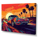 Black And Purple Muscle Car Melodies - Cars Off-Road Canvas Wall Art