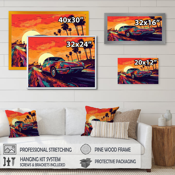 Black And Purple Muscle Car Melodies - Cars Off-Road Canvas Wall Art